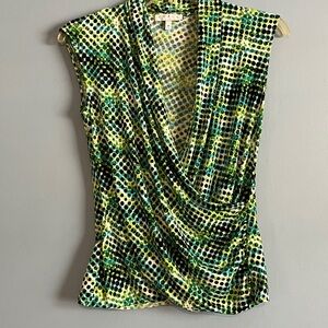 Chaus Green and Black Dotted Blouse